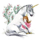 White Unicorn and Princess Wall Decal