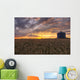 Sunrise Over A Barley Field And Grain Silo On A Farm Wall Mural