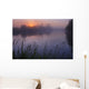 A Foggy Summer Sunrise On A Prairie Pond In Central Alberta Wall Mural