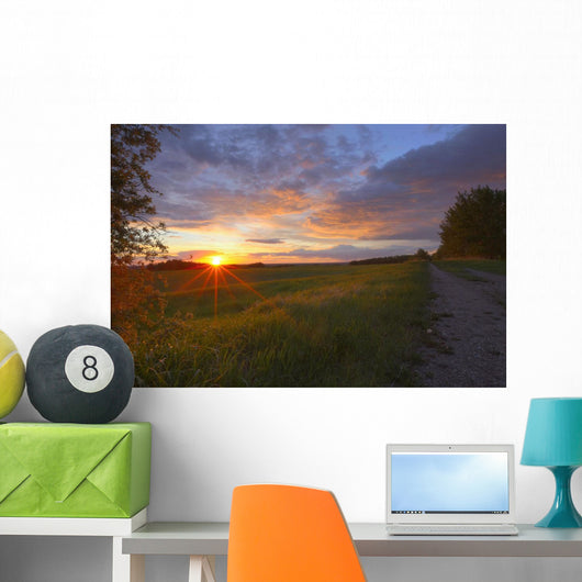 Sunset On The Rolling Hills Of The Prairies Of Alberta Wall Mural