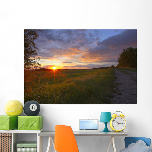 Sunset On The Rolling Hills Of The Prairies Of Alberta Wall Mural