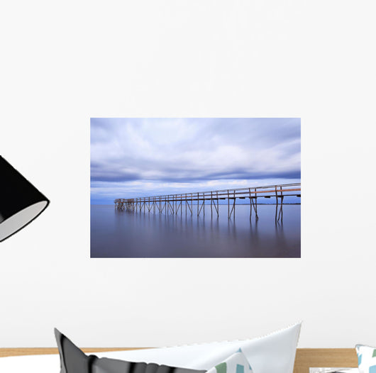 Wooden Pier On Lake Winnipeg At Dusk, Matlock, Manitoba, Canada Wall Mural