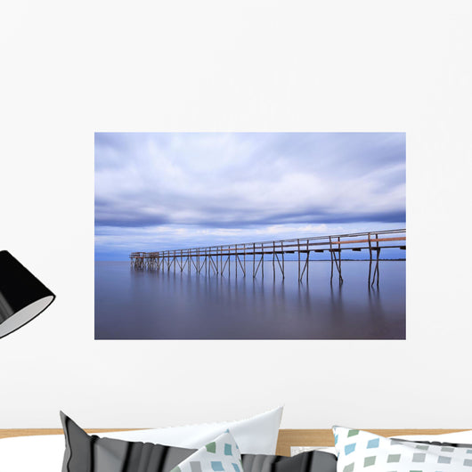 Wooden Pier On Lake Winnipeg At Dusk, Matlock, Manitoba, Canada Wall Mural