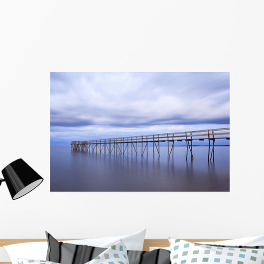 Wooden Pier On Lake Winnipeg At Dusk, Matlock, Manitoba, Canada Wall Mural