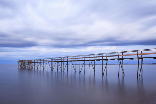 Wooden Pier On Lake Winnipeg At Dusk, Matlock, Manitoba, Canada Wall Mural