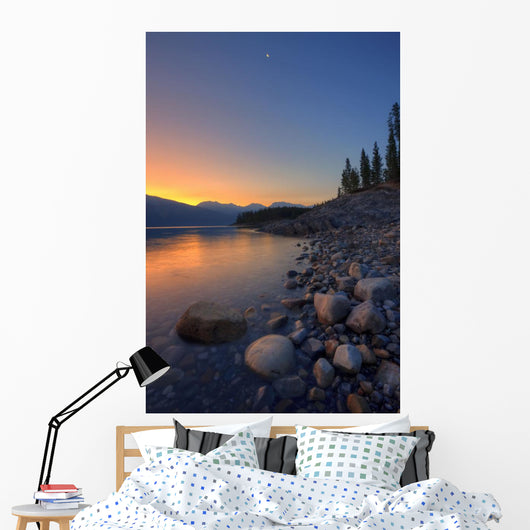 Summer Sunrise On Abraham Lake In The Canadian Rockies Wall Mural