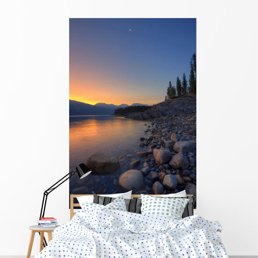 Summer Sunrise On Abraham Lake In The Canadian Rockies Wall Mural