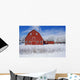 Red Barn, Winter, Grande Pointe, Manitoba, Canada Wall Mural