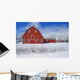 Red Barn, Winter, Grande Pointe, Manitoba, Canada Wall Mural