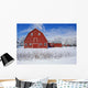 Red Barn, Winter, Grande Pointe, Manitoba, Canada Wall Mural