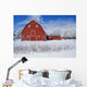 Red Barn, Winter, Grande Pointe, Manitoba, Canada Wall Mural