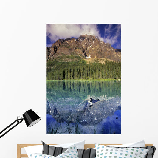 Chephren Lake And Mt Chephren, Banff National Park, Alberta Wall Mural