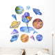 Space Whale Watercolor Galaxy Wall Decal Sticker Set