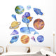 Space Whale Watercolor Galaxy Wall Decal Sticker Set