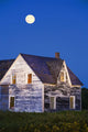 Abandoned House And Moon At Dusk, Perce, Gaspesie, Quebec Wall Mural