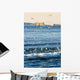 Gannets In Flight And Perce Rock At Sunrise From Barachois Wall Mural
