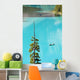 Canoeing On Turquoise Water Of Moraine Lake Wall Mural
