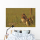 Painterly Effect Of Burrowing Owl Chicks And Adult Wall Mural