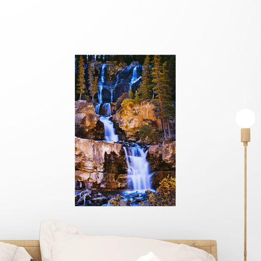 Artist's Choice: Tangle Falls At Dusk, Jasper National Park, Alberta Wall Mural