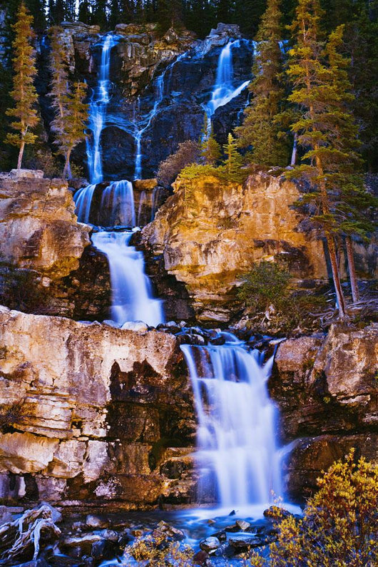 Artist's Choice: Tangle Falls At Dusk, Jasper National Park, Alberta Wall Mural