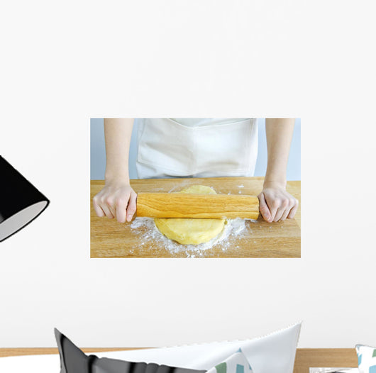 Hands with rolling pin and cookie dough Wall Mural