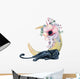 Watercolor Peony Moon Panther Wall Decal