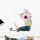 Watercolor Peony Moon Panther Wall Decal