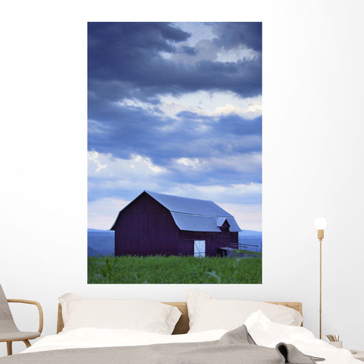 Barn And Clouds, Pohenegamook Wall Mural
