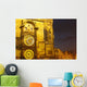 Night Lights Of The Astronomical Clock On The Old Town Hall Wall Mural