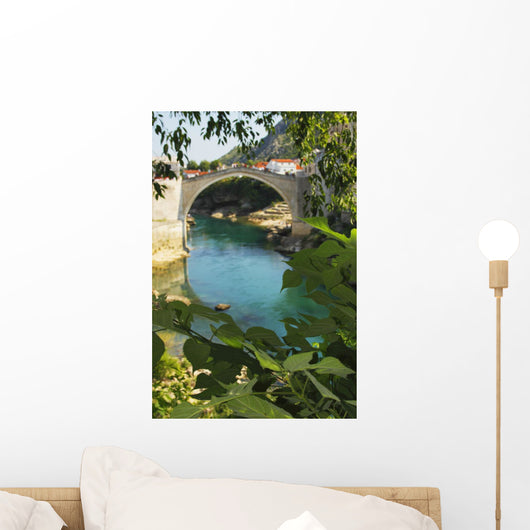 Stari Most Or Old Town Bridge Over The River Neretva Wall Mural