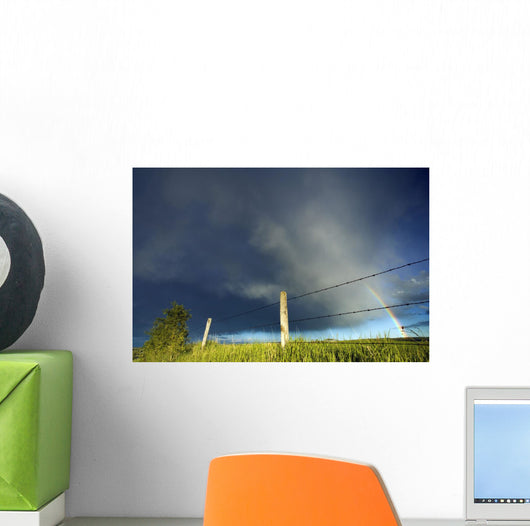 Storm Clouds And Rainbow, Southern Alberta, Canada Wall Mural