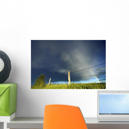 Storm Clouds And Rainbow, Southern Alberta, Canada Wall Mural