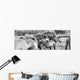 Black And White Image Of Icelandic Horses In The Wind, Iceland Wall Mural