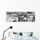 Black And White Image Of Icelandic Horses In The Wind, Iceland Wall Mural