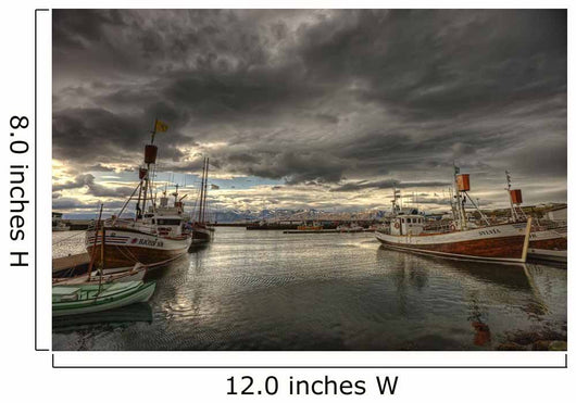 Dramatic Clouds Over Husavik Harbour, Northern Iceland Wall Mural