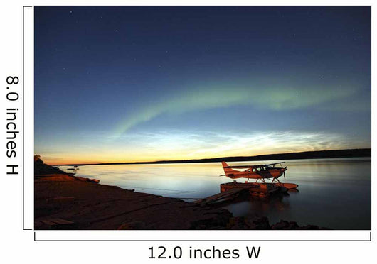 Aurora Borealis Over The Mackenzie River With Float Planes Wall Mural