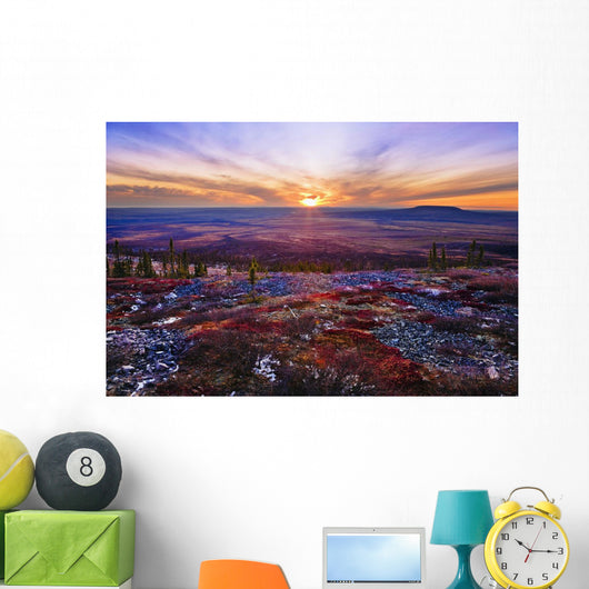Fall Colours And Sunset Along Dempster Highway, Yukon Wall Mural