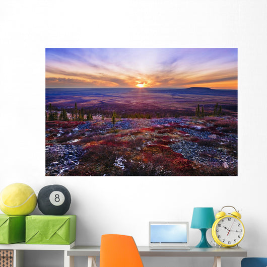 Fall Colours And Sunset Along Dempster Highway, Yukon Wall Mural