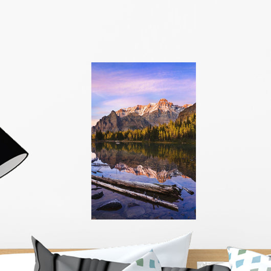 Schaffer Lake And Mount Huber At Sunset Wall Mural