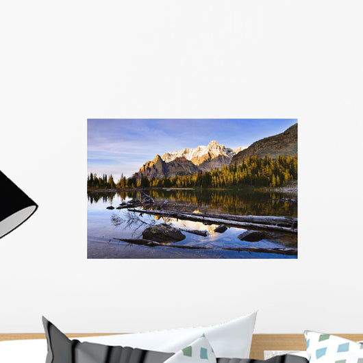 Schaffer Lake And Mount Huber At Sunset Wall Mural