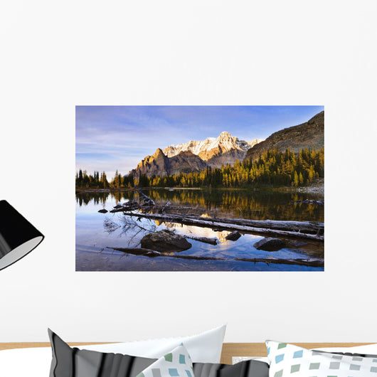 Schaffer Lake And Mount Huber At Sunset Wall Mural