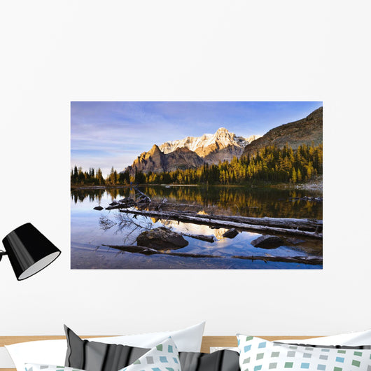 Schaffer Lake And Mount Huber At Sunset Wall Mural