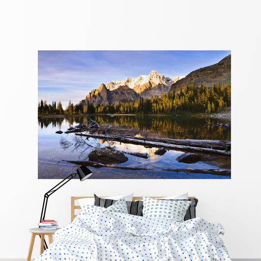 Schaffer Lake And Mount Huber At Sunset Wall Mural