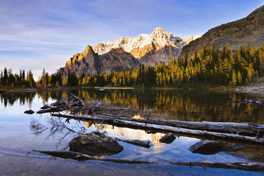 Schaffer Lake And Mount Huber At Sunset Wall Mural