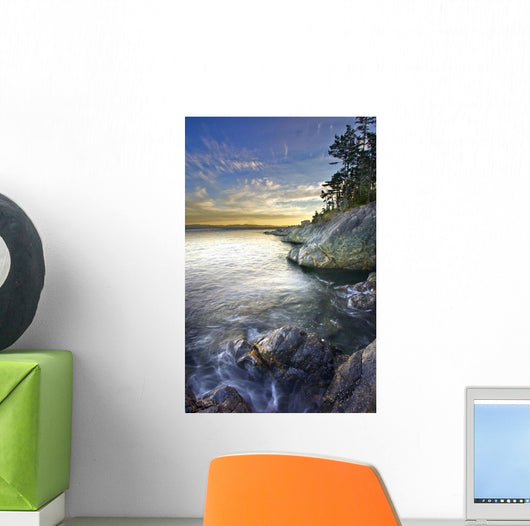 Rocky Shore At Sunset Wall Mural