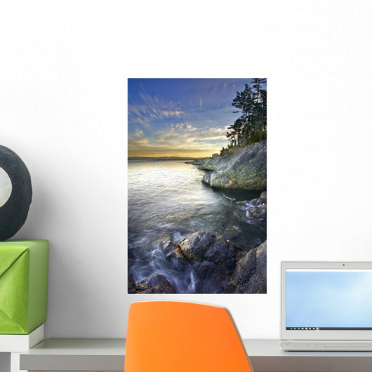 Rocky Shore At Sunset Wall Mural