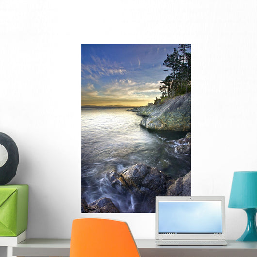 Rocky Shore At Sunset Wall Mural