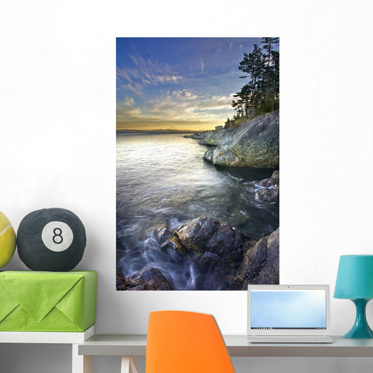 Rocky Shore At Sunset Wall Mural