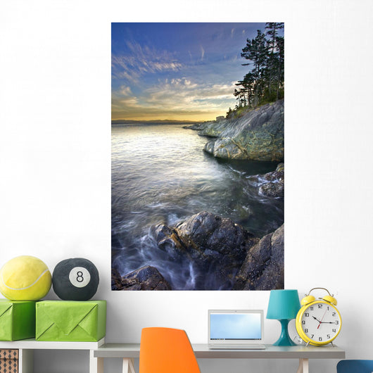 Rocky Shore At Sunset Wall Mural