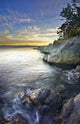 Rocky Shore At Sunset Wall Mural